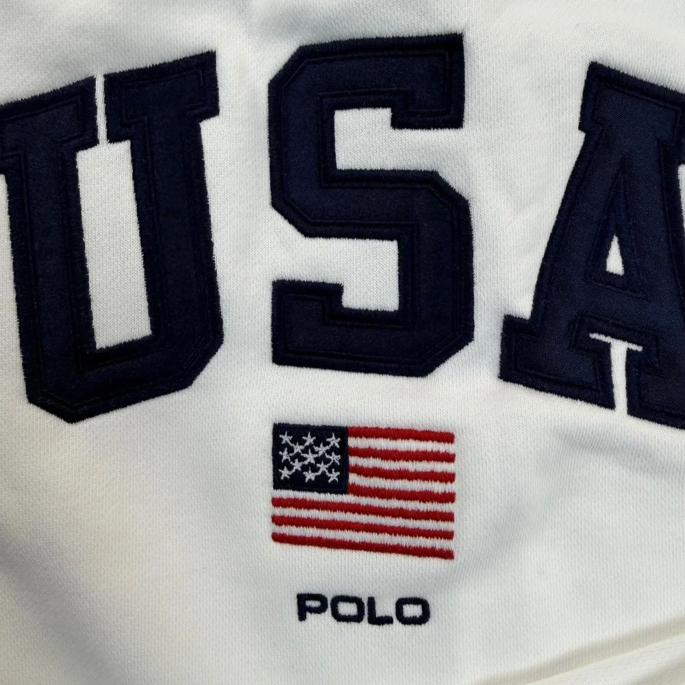 Polo Ralph Lauren Mens Size Large Sweatpants White USA Flag Fleece Joggers NWOT